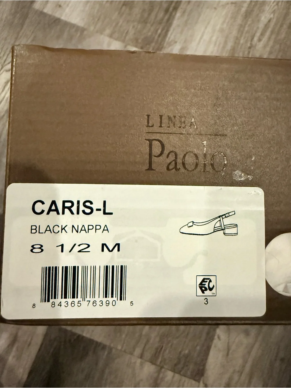 Paolo Caris Black Nappa Leather Slingback Shoes 8.5 Nib